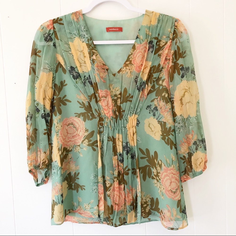 Sundance Boho Floral Sheer Top
